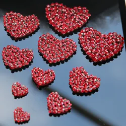 1PCS Red Color Beaded Heart Patches DIY Applique Sew On Beading Clothes Socks Shoes Bags Decoration Patch