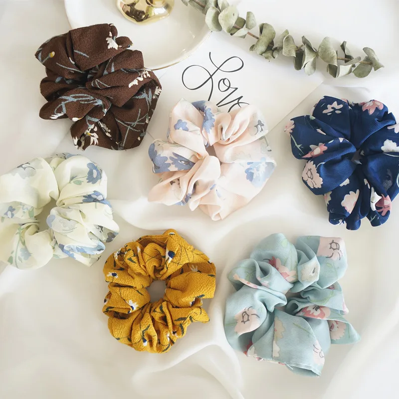 Trendy Lady Hair Scrunchie Ring Elastic Floral Printed Bobble Sports Dance Scrunchie Women Girls Hair Accessories 2018