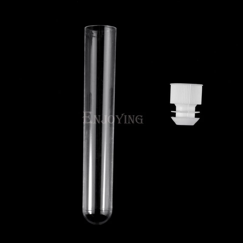 10Pcs Plastic Test Tubes Lab Test Tool With Screw Cap Transparent 16x100mm