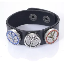 1 Pcs DIY Real Leather Wrap Charm Bracelet With Snap Button Charms Random Style For Women Gift