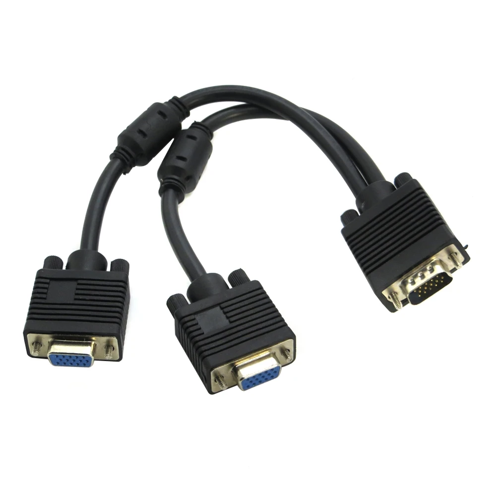 1 To 2 VGA SVGA Monitor Y Splitter Cable Lead 15 Pin for Table Computer