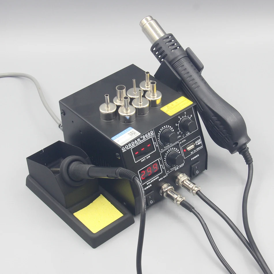 GORDAK 868D 2 in 1 500W Soldering Station SMD Rework Station Hot Air Gun Electric Solder iron For Welding Repair tools