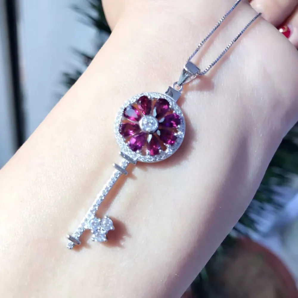 

Natural garnet necklace, holiday gift, professional natural gem factory, 925 silver, new key,