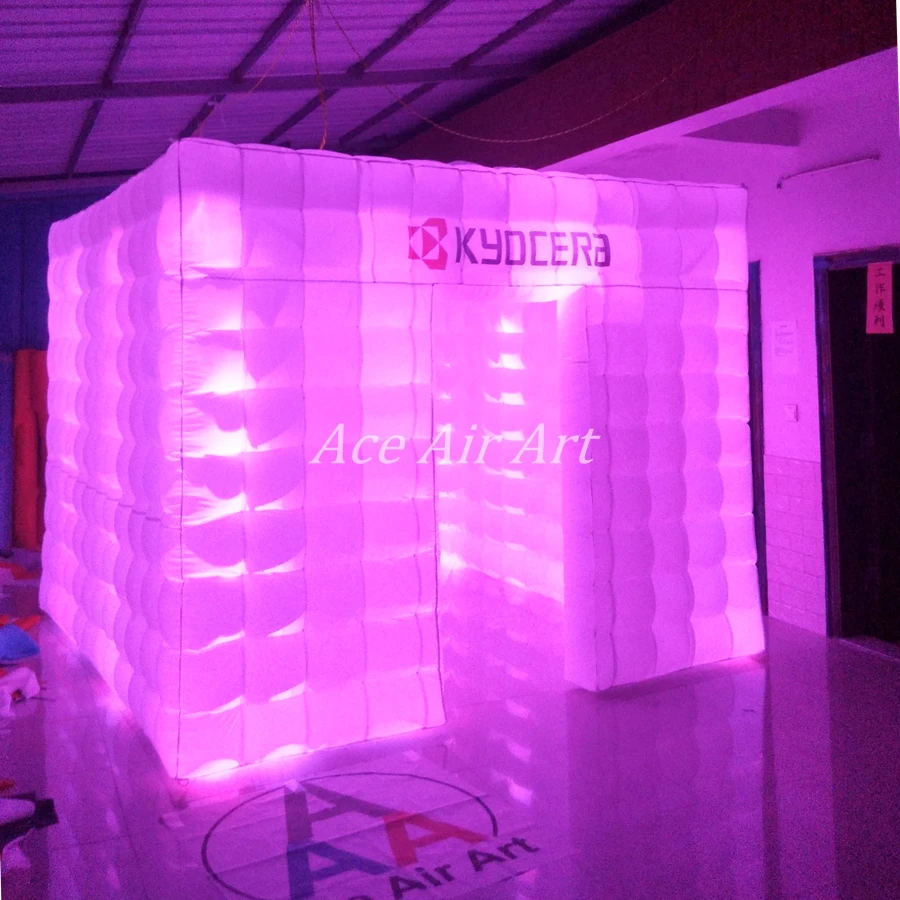 Inflatable Photo Booth with Free Logo, LED Square Tent, Big Size, More Capacity, Wedding Party, 3M