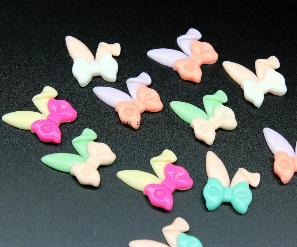 200pcs 24mm rabbit bunny ear Flat Back Resin Cabochon Deco DIY Decoration, Gift making 1