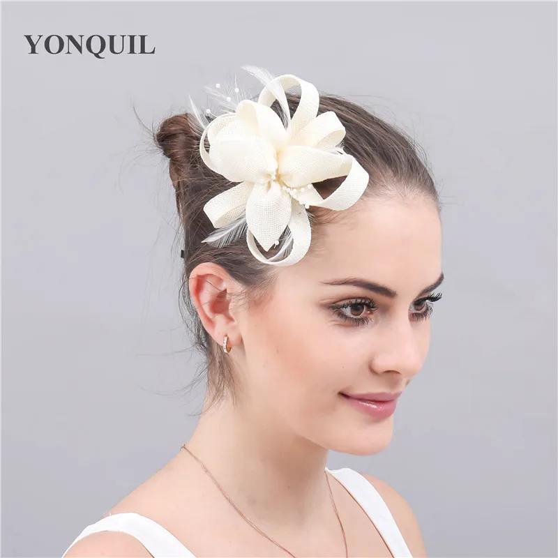 Feamal Ladies Formal Dress Wedding Headwear Hair Clip Ladies Hair Fascinator Accessories Hair Clip With Fancy Feather Headdress