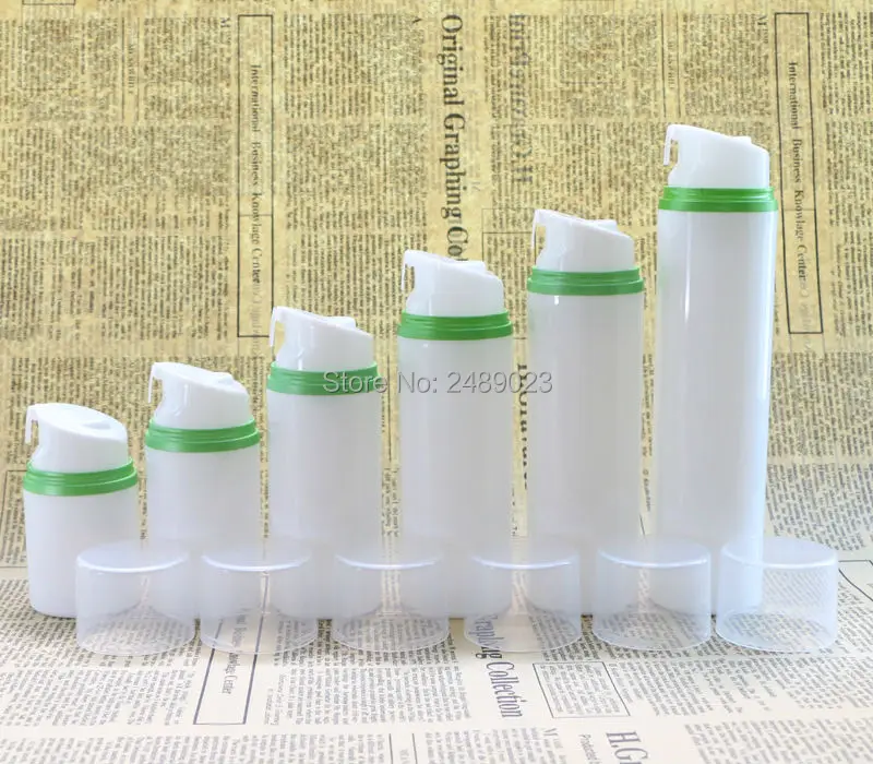 

100pcs/lot Transparent Cap Green Edge Airless Bottle 30ml 50ml 80ml 100ml 120ml 150ml Pump Vacuum Lotion Cosmetic Packaging