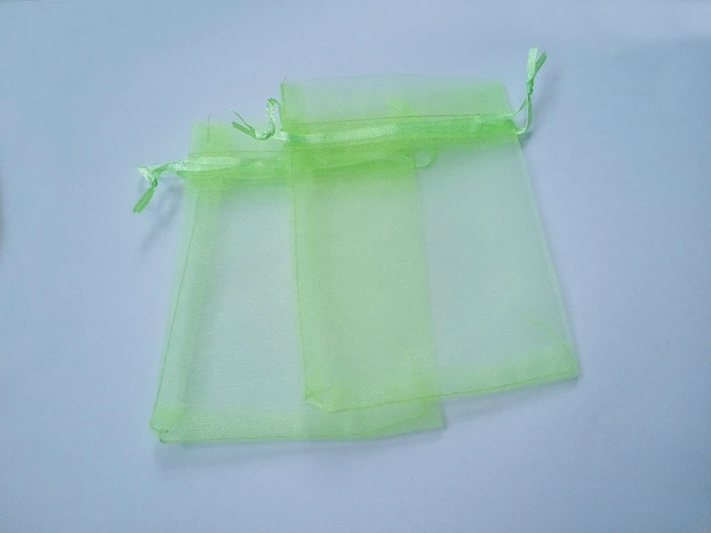 200pcs 10*15 Green gift bags for jewelry/wedding/christmas/birthday Organza Bags with handles Packaging Yarn bag