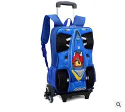 Trolley School Backpack on Wheels for Children, Kids Bagagem, Rolling Bag, Car, Boy, Kid