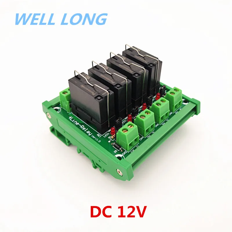 DIN Rail Mount 4 DPDT 5A Power Relay Interface Module, JW2SN-DC12V Relay.