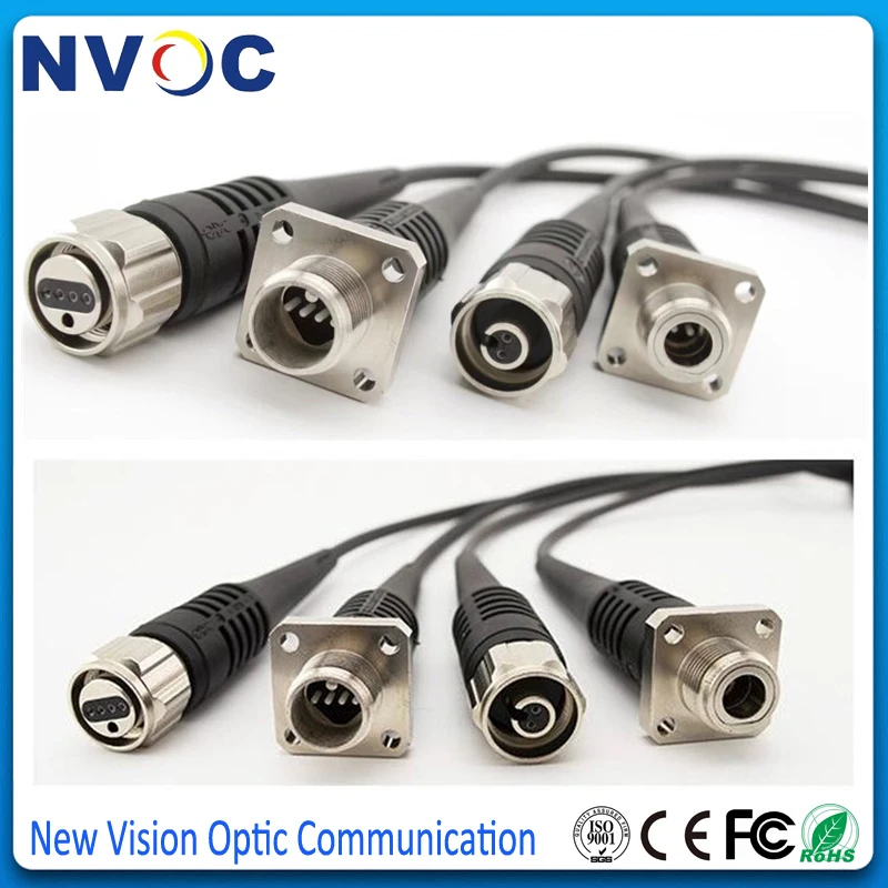 100M Multimode OM3-300 4c Odc Ronde (Mannelijk) Naar Odc Mannelijke Vezel Patch Cord Cabine Zonder Haspel + 2 Stuks 4c Odc Vierkant (F) Naar Lc 1M Connector