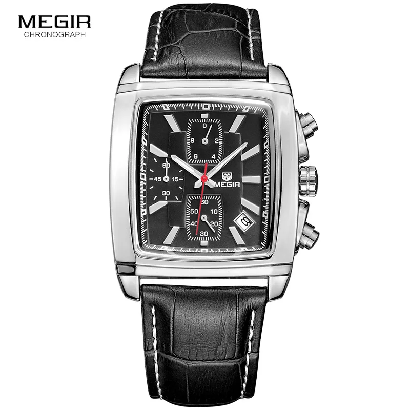 MEGIR new casual brand watches men hot fashion sport wristwatch man chronograph leather watch for male luminous calendar hour