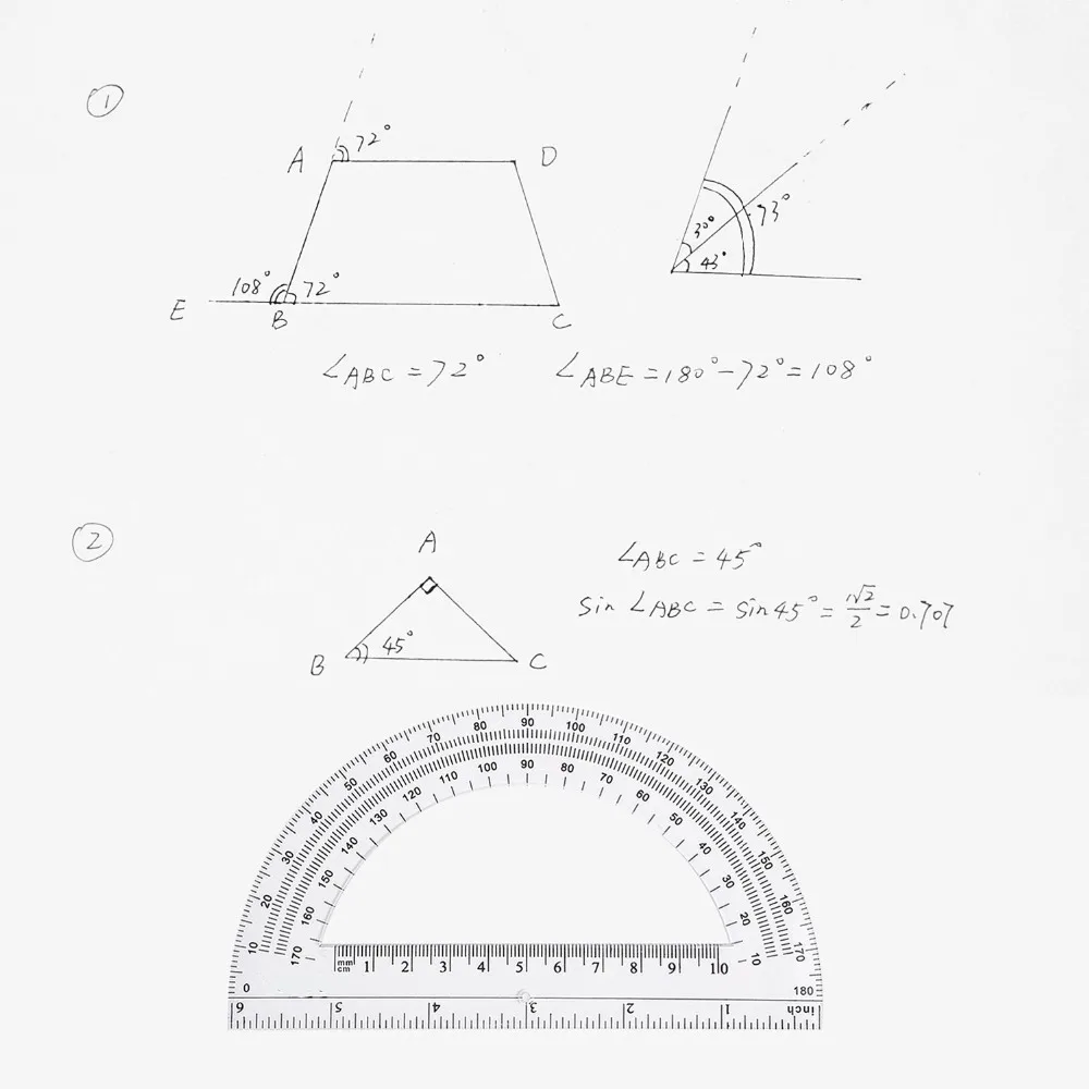 1 Piece Plastic Protractors 180 Degree Protractor, 6 Inches, Clear