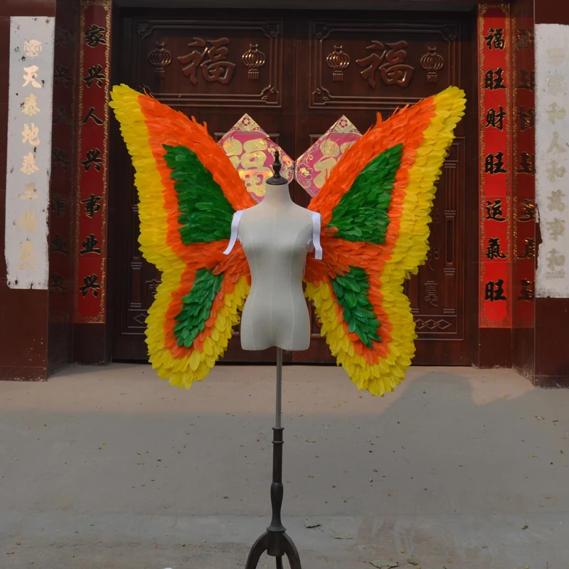 height 120cm butterfly wings colourful feathers wings,Model Catwalk Stage Cosplay Performance film Props party gift a1967