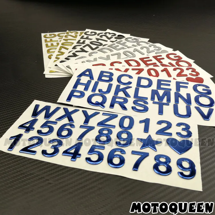 

3D Arab Number English Letter Digital Motorbike car Styling Decals Stickers DIY Word Badge Decoration 28mm Height Address number