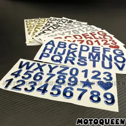 3D Arab Number English Letter Digital Motorbike car Styling Decals Stickers DIY Word Badge Decoration 28mm Height Address number