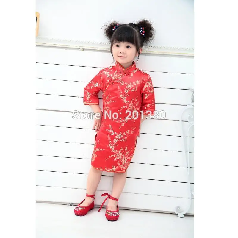 2017 New Year Chinese Girls Dress Qipao Children Clothes Fashion Festival Princess Girl Clothing Shirt Jumpers