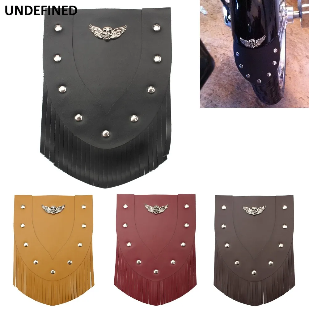 

Skull Eagle Motorcycle Fender Mud Guard Flap PU Leather Front Mudguard Cover For Harley Indian Vintage Dyna Softail Cafe Racer