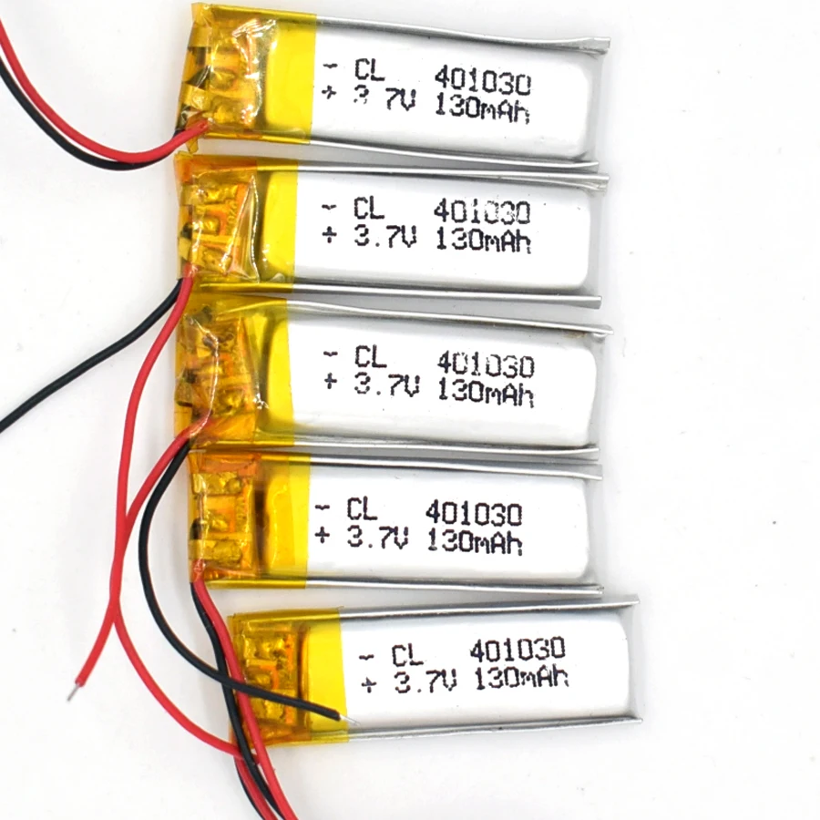 5PCS 3.7V 130 mAh 401030 Li-Polymer Rechargeable Battery Li Po ion for GPS Bluetooth MP3 MP4 041030