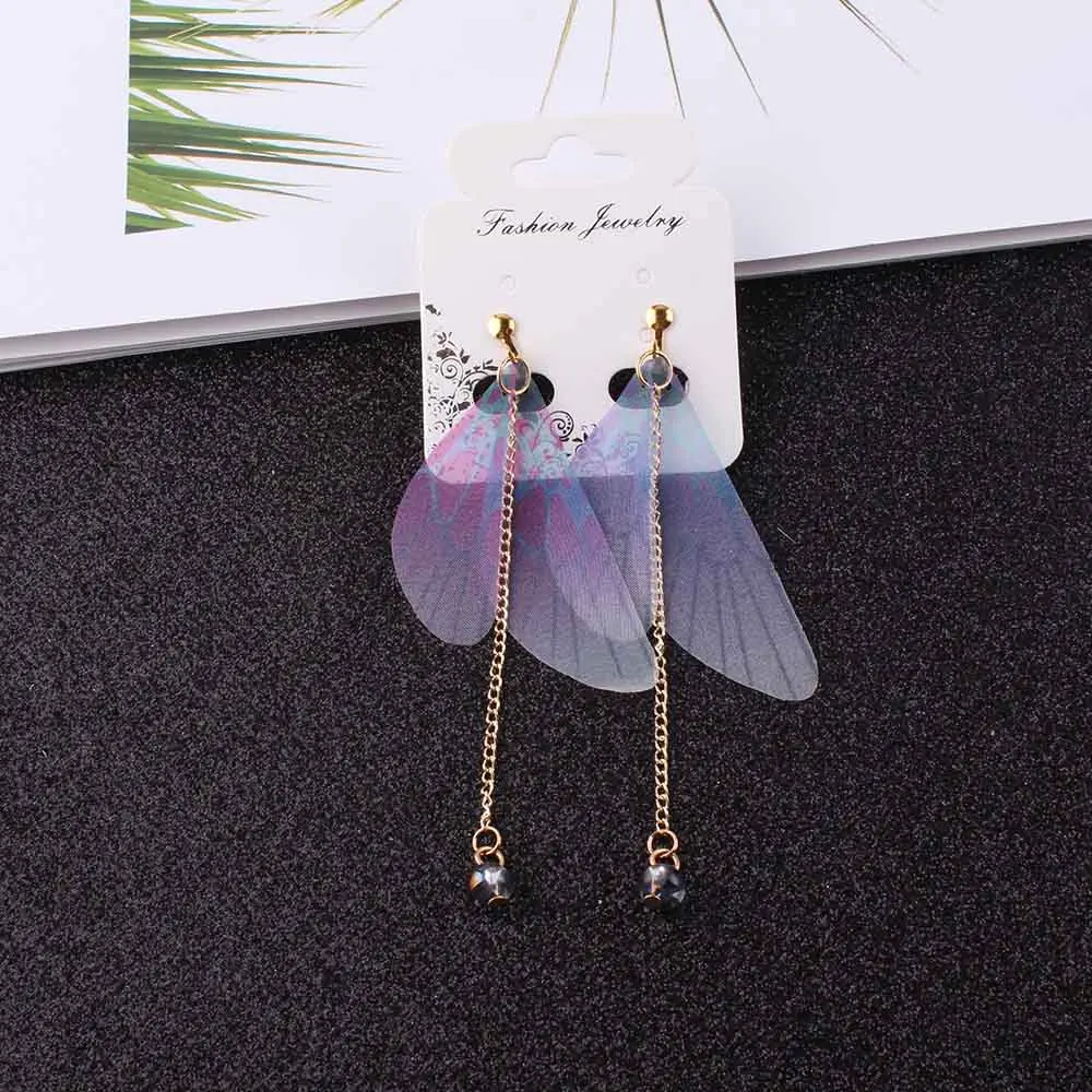 JIOFREE-pendientes de mariposa con Clip para mujer, aretes elegantes sin Piercing para fiesta y boda, envío directo