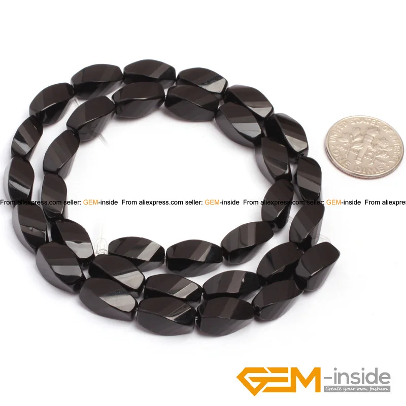 Agat : Twist AA Grade Black Agat Beads Strand 15\