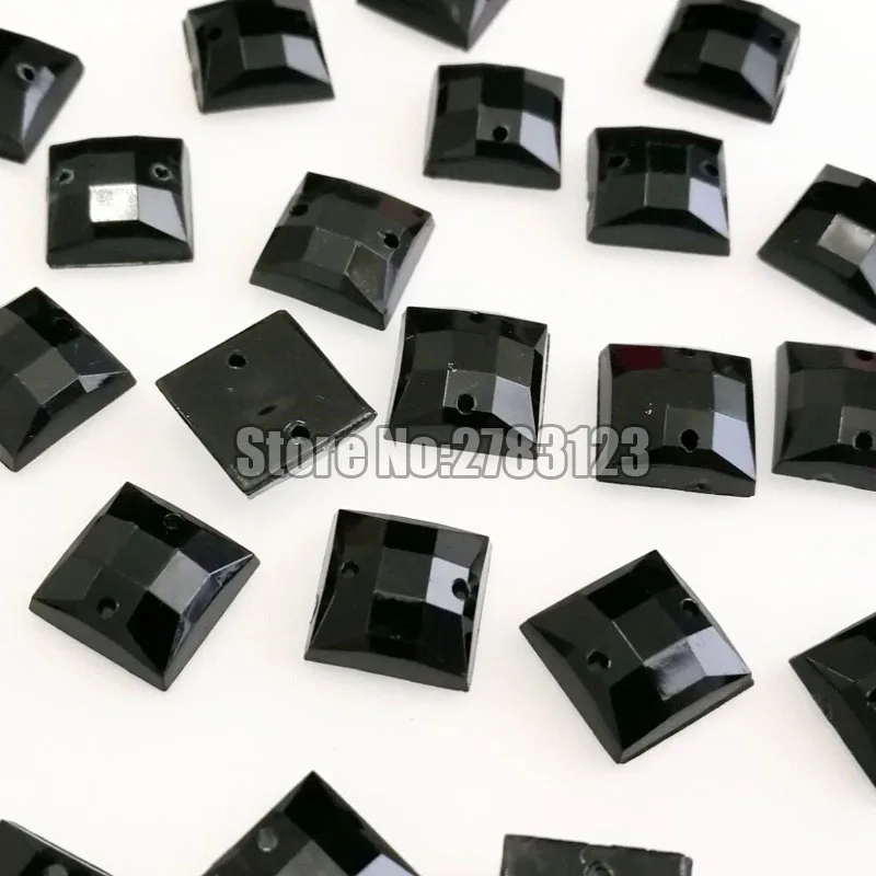 50pcs Black square Superior quality Acryl sew on rhinestones with two holes,diy/clothing accessories SWYS02