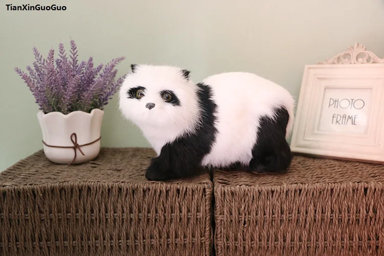 large 24x15cm plastic&furs gaint panda hard model,simulation panda handicraft,home decoration gift s1485