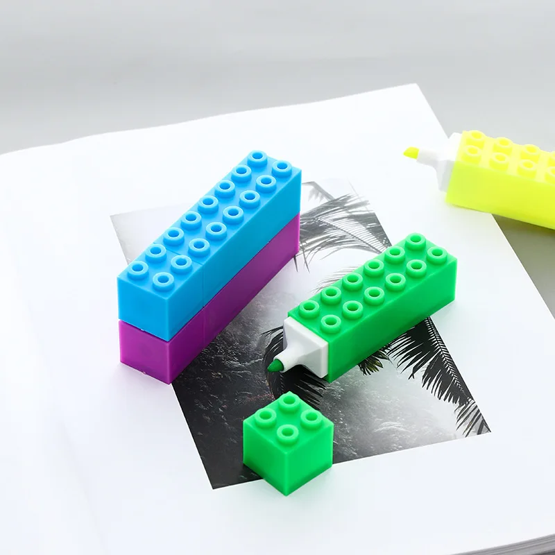 6pcs Creative Building blocks highlighter pen marking canetas Learn office stationery learning Kawai Graffiti fluorescent pens image 4