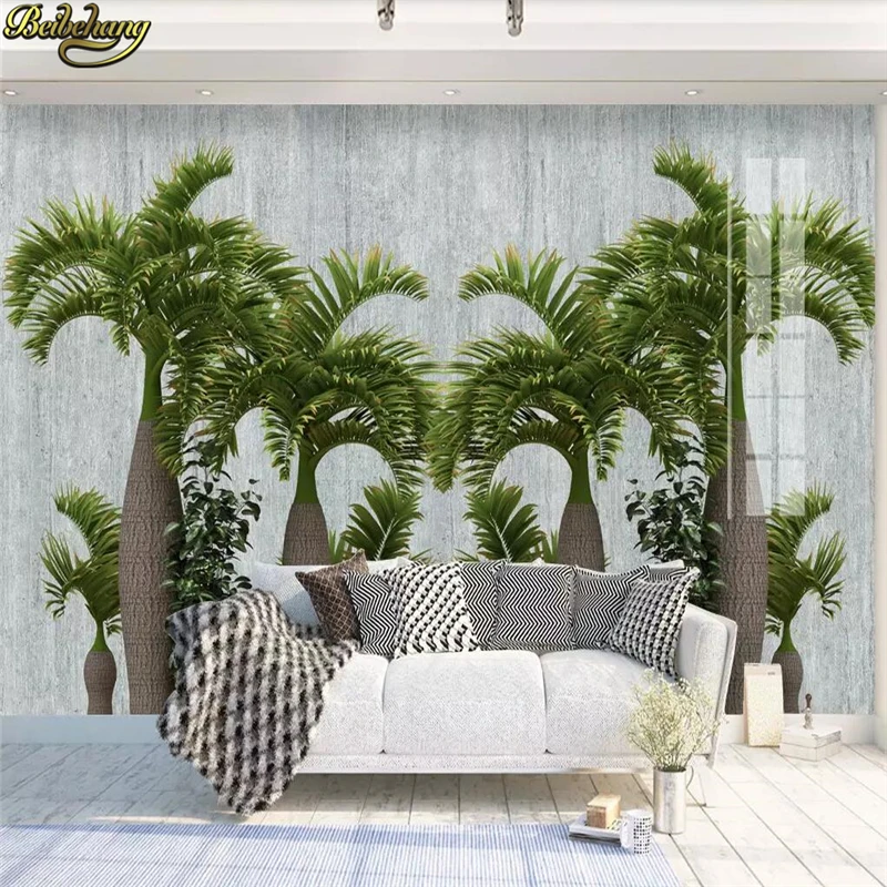 

beibehang papel de parede Custom wallpaper mural stereo tropical plant leaves palm tree marbled background wall 3d wallpaper