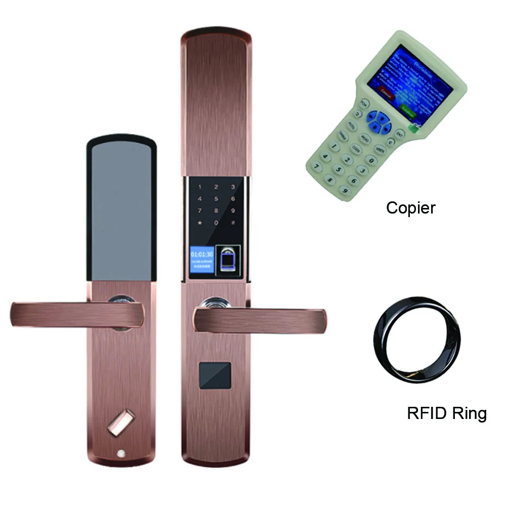 

Semiconductor fingerprint electronic intelligent lock indoor key app anti-theft door fully automatic+uid rfid ring+one copier