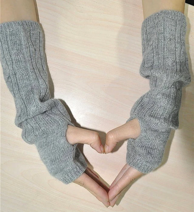 

Special Offer Cashmere Blend Cable Knit Long Fingerless Gloves Arm Mitten Warmer One Size