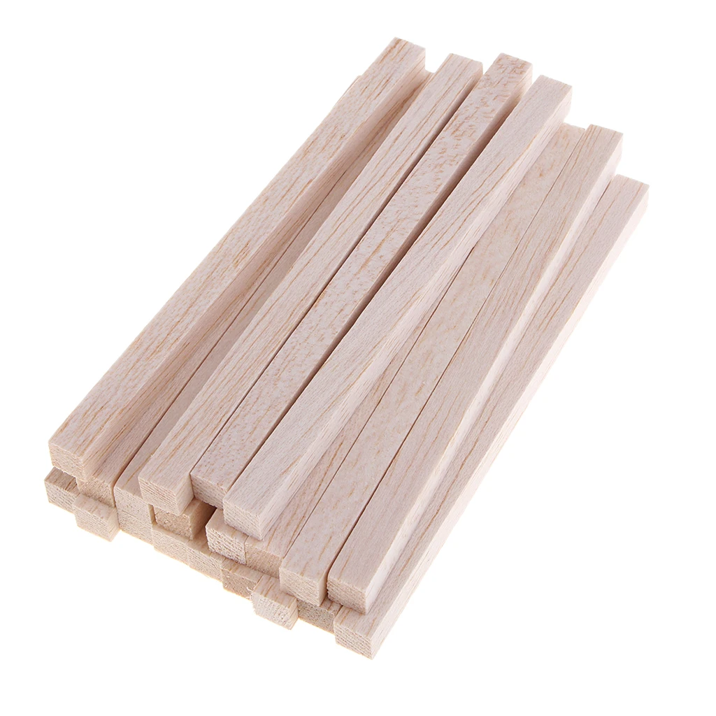 Madeira Dowel Rod Block para Crianças, Praça Balsa Wood Stick, DIY Model Making Ornaments, 50mm, 80mm, 100mm, 130mm, 150mm, 200mm, 35x35mm