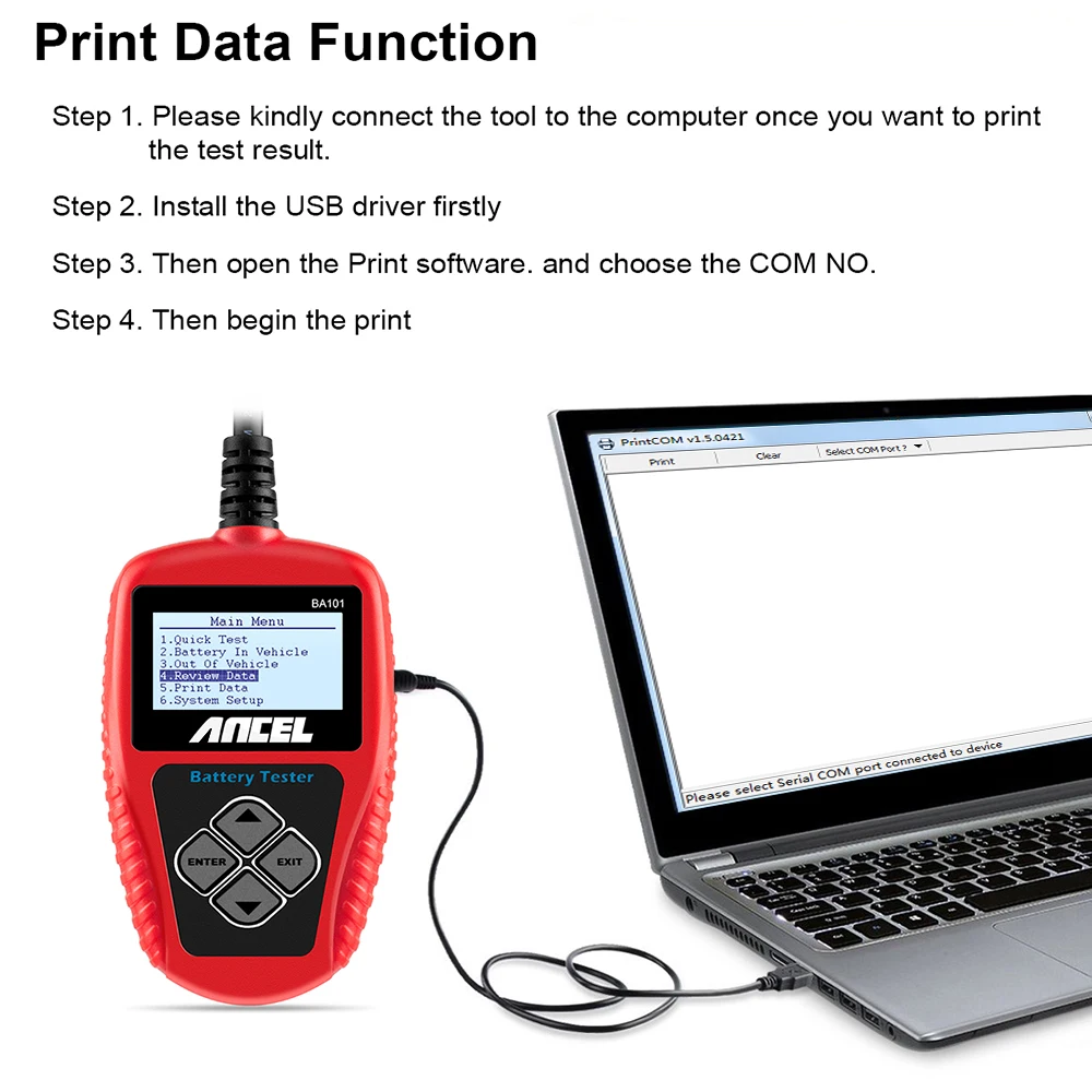 Ancel BA101 Car Battery Tester 12V 100-2000CCA 220AH Auto Load Battery Analyzer Multi languages Car Battery Charging Tester