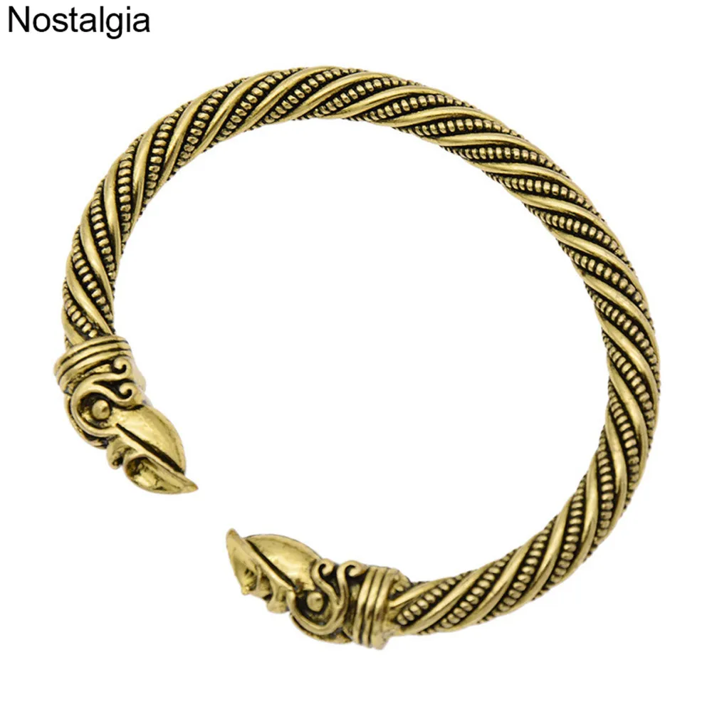 Nostalgia Vikingos Odin Raven Heads Pulseira Viking Jewelry Mens Hand Cuffs Open Nail Bracelet Vikingo Bangle Jwelry For Women