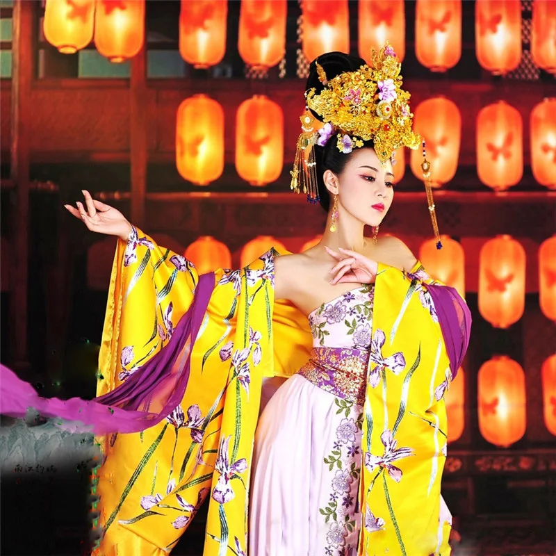 Yi Hong Zhuang Yellow Golden Women's Hanfu Costume Photo House Thematic Photography Costume Tang Empress Performance Hanfu