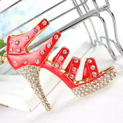 Shoe Red High-Heel Keyring Charm Pendant Crystal Purse Bag Car Key Chain Women Beautiful Birthday Party Wedding Gift