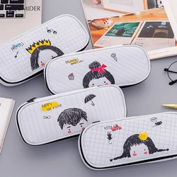 Kreative Hand-painted Cartoon Bleistift Fall Tier Hohe-Capcacity Stift Box Schwarz & Weiß für Jungen & Mädchen schule Schreibwaren