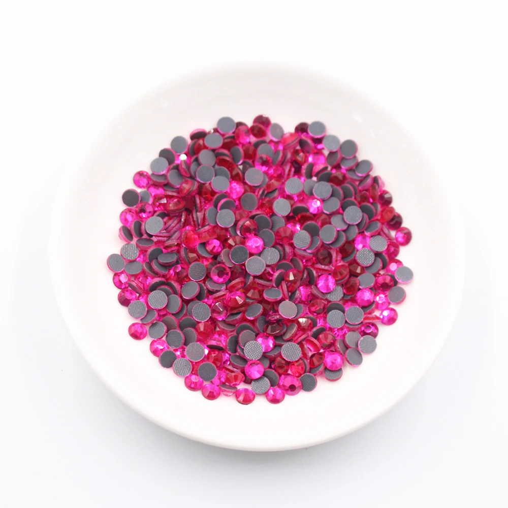 Ss6-Ss30 Pink Rose Hot Fix Rhinestones Flatback Crystals Beads Iron On Adhesive Rhinestones For Clothes Glue back Glass Crystal