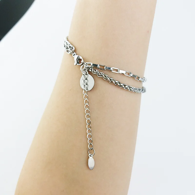 

European and American style ladies silver bracelet round hip hop punk bracelet free shipping