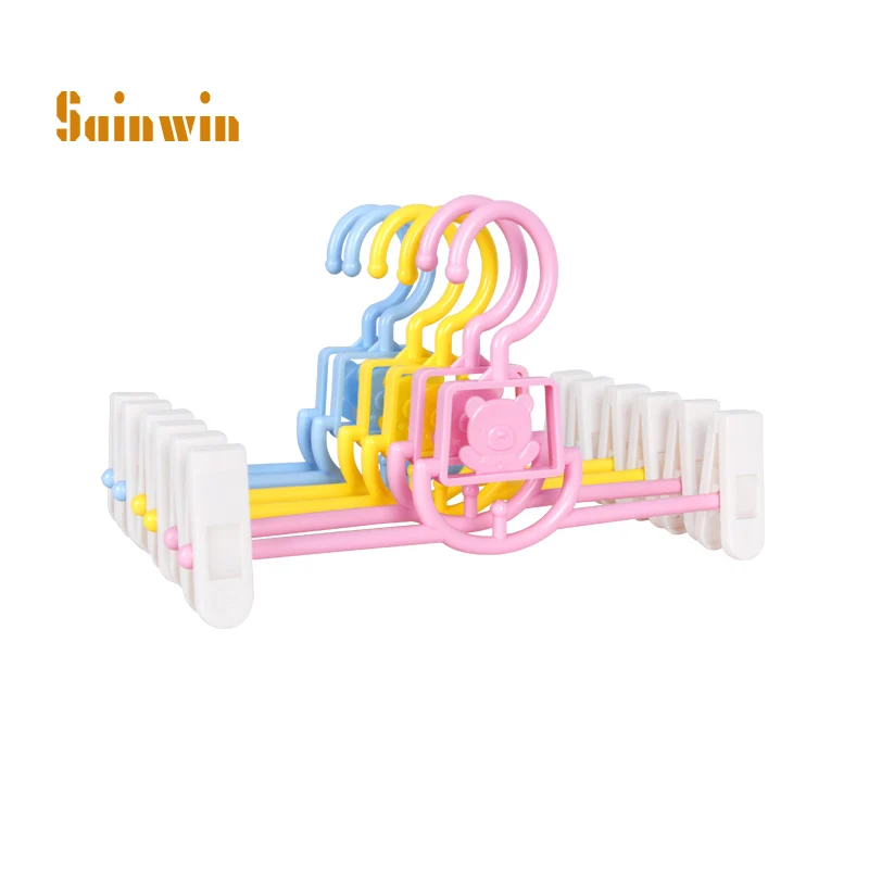 Sainwin 5pcs/lot 27cm children plastic hangers for clothes rack baby trousers rack kids small hanger