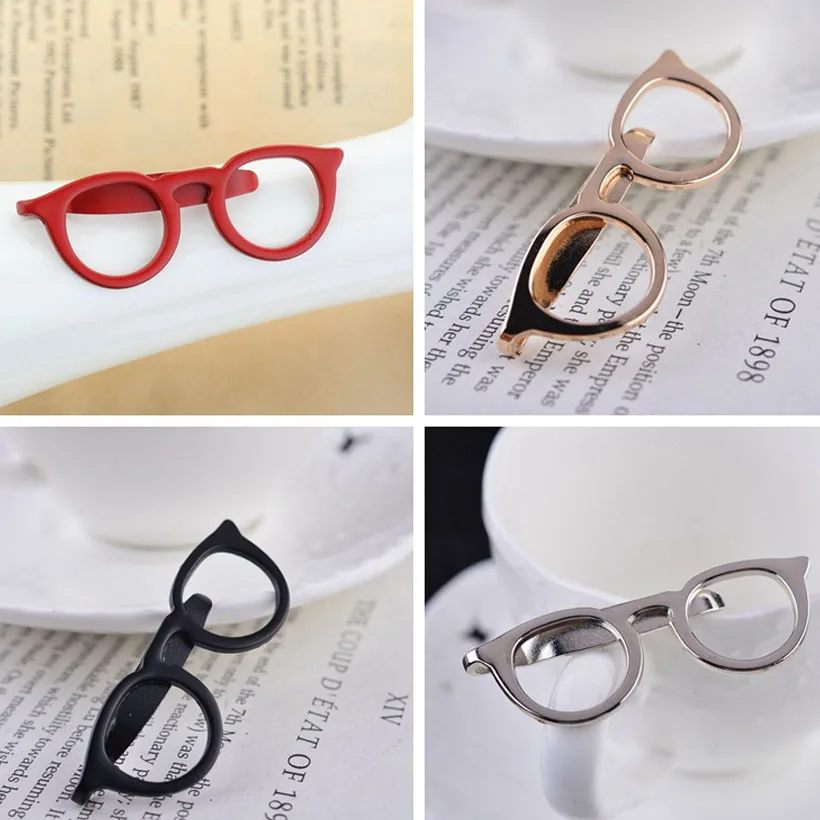 2018 Fashion Jewelry Tie Clip Glasses Brooch Pin Metal Lapel Pin Men Brooch Pasadores Broszka Broches Vintage Brooches For Women