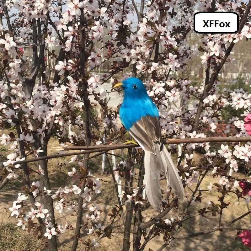 

cute real life turned bird model foam&feather simulation blue bird doll gift about 17cm xf0797