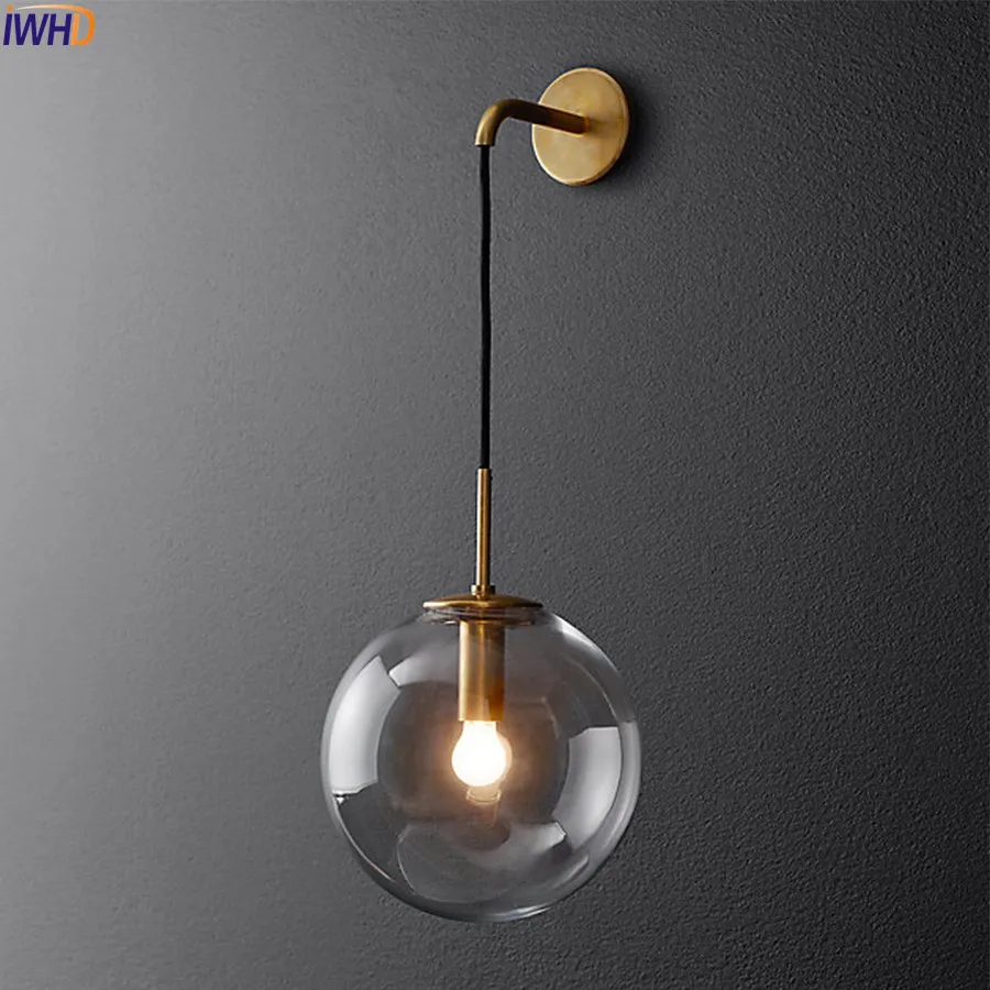 Nordic Modern LED Wall Lamp Glass Ball Bathroom Mirror Beside American Retro Wall Light Sconce Wandlamp Aplique Murale