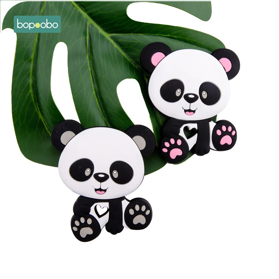 Bopoobo 5pcs Baby Silicone Teethers Food Grade Panda Chewable For DIY Pacifier Chain Toys Nursing Teething Pendant Baby Products