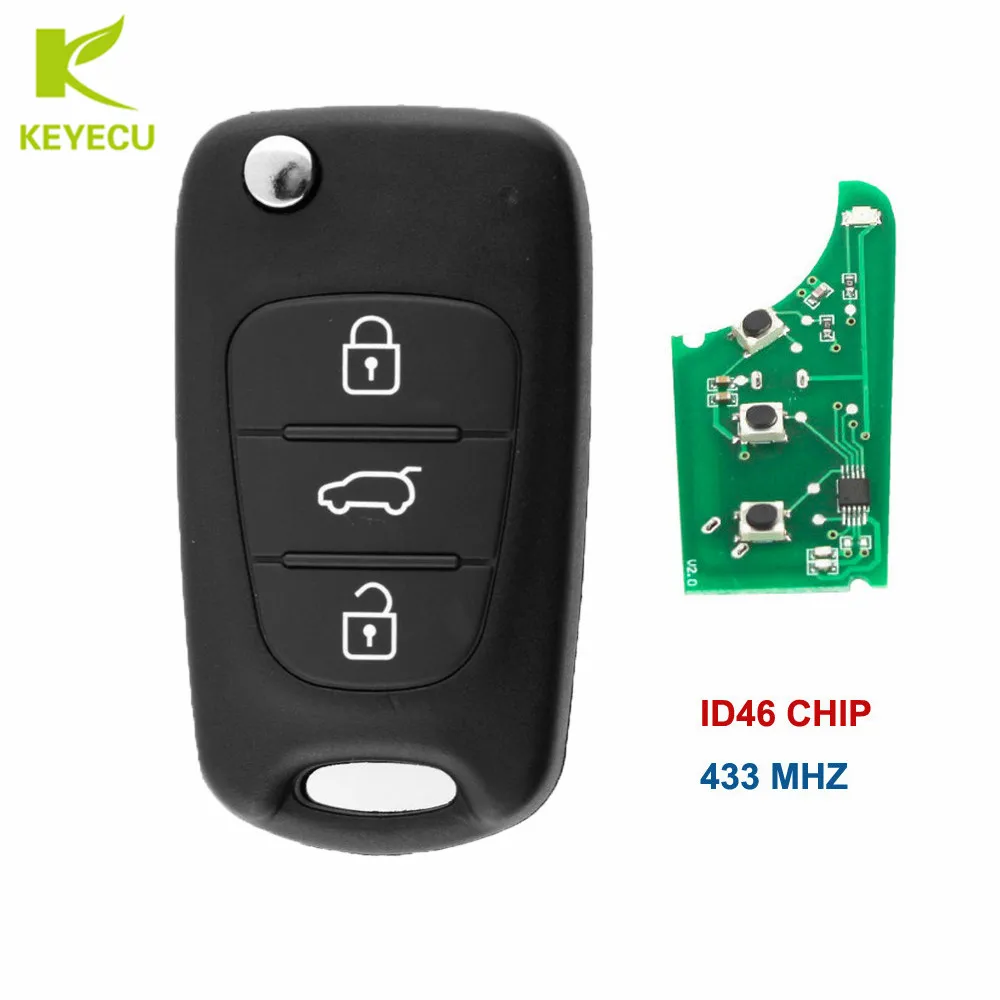 

KEYECU Replacement Flip Remote Key Fob 3 Button 433MHz With ID46 Chip For Hyundai I20 I30 IX35 Avante Kia Rio 3 K2 K3 K5 Ceed