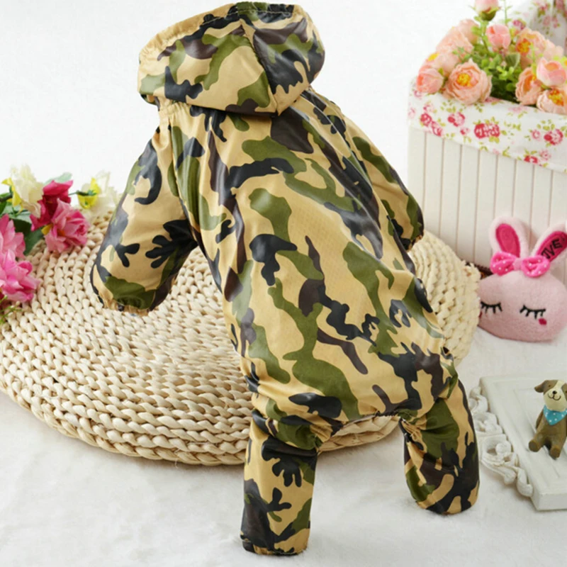 2018 New Arrival Camouflage color Dog Raincoat for Small Dogs Waterproof Pet Clothes Outdoor Clothing Dog Cat Hooded Raincoat