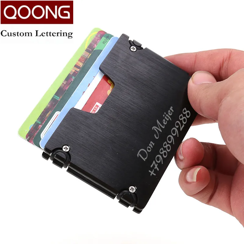 

QOONG New Arrival Metal Credit Card ID Holder Fashion Mini Money Holder With RFID Anti-chief Wallet Credit Card Case KH1-019H