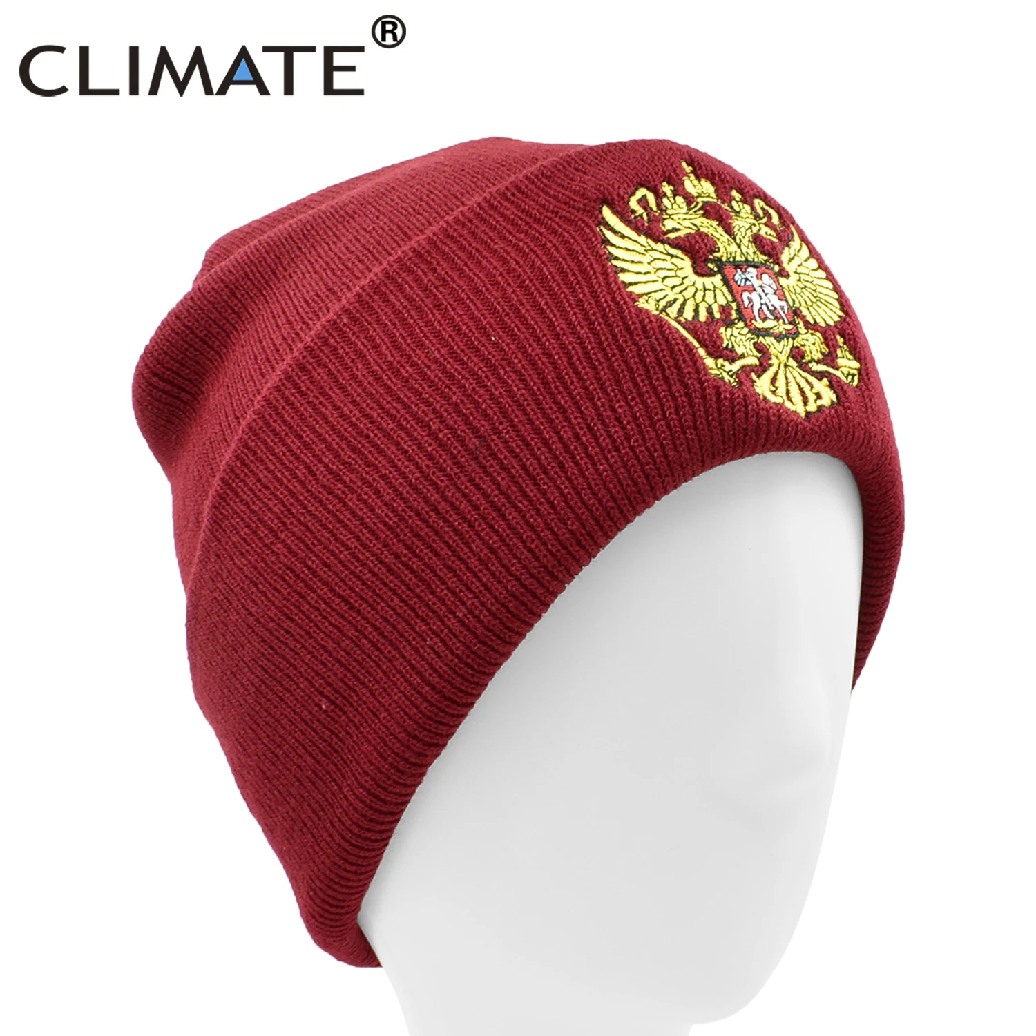 CLIMATE Men Russia Beanie Hat Russian Emblem Winter Beanie National Day Skullies Men Women Warm Knitted Hats Cap for Men Women