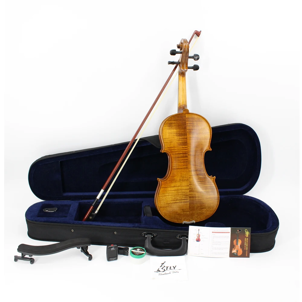 Tongling new natural flame maple violin 4\\4 full size handmade violin string instrument with case bow violin set