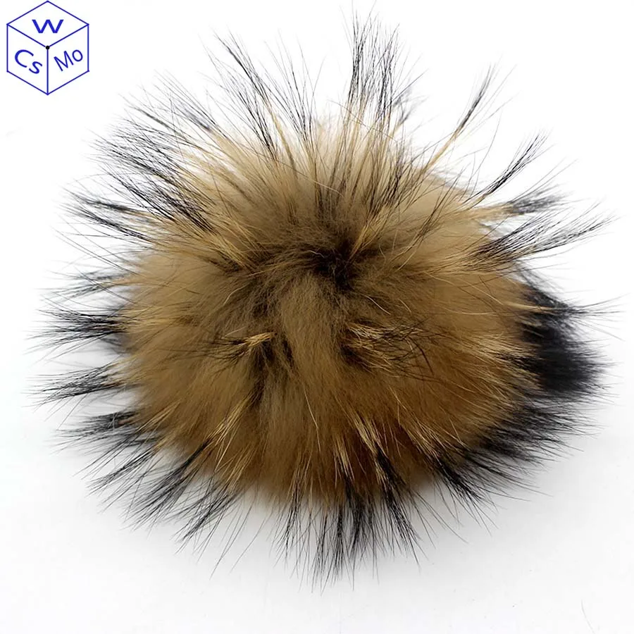 

10pcs/lot 15 cm Natural Color Real Raccoon Fur Pompoms For Bags Knitted Beanie Cap Hats Genuine fur Pompon pom